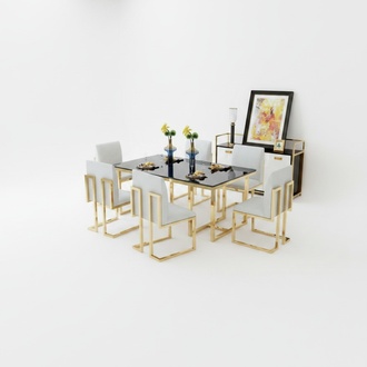 Design Esstisch Holz mit Edelstahl Elementen Tische Deko Esszimmer MÃ¶bel