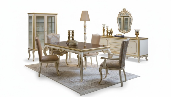 Esszimmer Set 8tlg Esstisch Stuhl Kommode Vitrine Spiegel Ess Tische