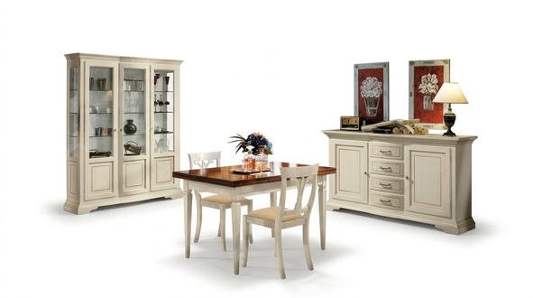 Design Esszimmer Set Garnitur 5tlg Holz MÃ¶bel Kommode 2x Stuhl Tisch Vitrine Neu