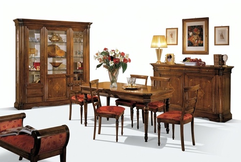 Design Esszimmer Set Garnitur 7tlg MÃ¶bel Holz Kommode 4x Stuhl Tisch Vitrine