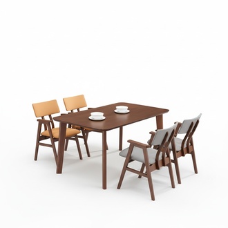 Design Holz Ess Tisch + 4 StÃ¼hle Lehn Stuhl Wohn Zimmer Garnitur