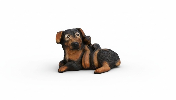 Design Hund mit kleinem Figur Statue Skulptur Figuren Skulpturen