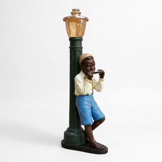Design Junge mit Mundharmonika Figur Statue Skulptur Figuren Skulpturen