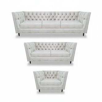 Design Komplett WeiÃ MÃ¶bel Wohnzimmer Set 3tlg Luxus PolstermÃ¶bel Chesterfield