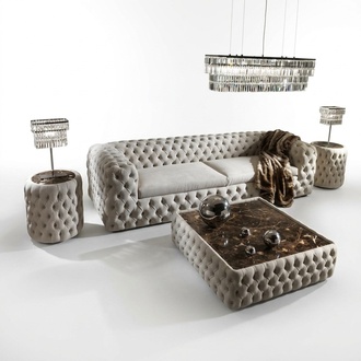 Design Leder Tisch Chesterfield Couchtisch Wohnzimmer Beistell Klassische