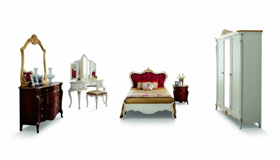 Design Luxus Bett 120*195 cm mit Kopfteil KnÃ¶pfe Stil Barock Italienische MÃ¶bel