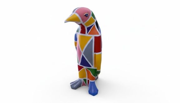 Design Luxus Figur Skulptur Handarbeit XXL 67cm Pinguin Tier