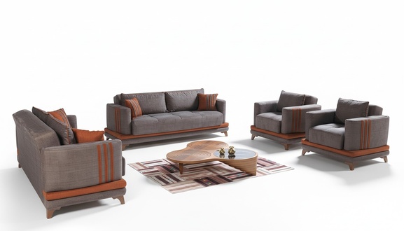 Design Modernes Wohnzimmer Set Sofagarnitur 3+2+1+1 Grau Wohnzimmer MÃ¶belset