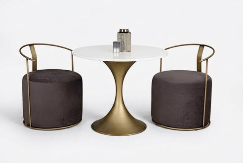 Design Restaurant Einrichtung Bistro Tisch Lounge Sessel 3tlg Set