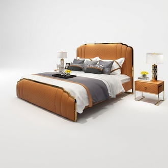 Design Lederbett Schlafzimmer 3tlg. Set 2x Nachttisch Betten Luxus MÃ¶bel