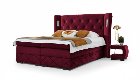 Design Schlafzimmer Set 3 tlg Komplettes Bett Nachttisch Holz Modern Polsterbett