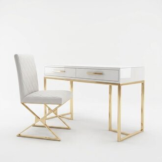 Design SekretÃ¤r Luxus Schreib Tisch BÃ¼ro MÃ¶bel Edelstahl Hochglanz