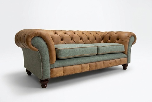 Design Sofa 3 Sitzer Couch Polster Sofas Stoff Wohnzimmer Braun Textil