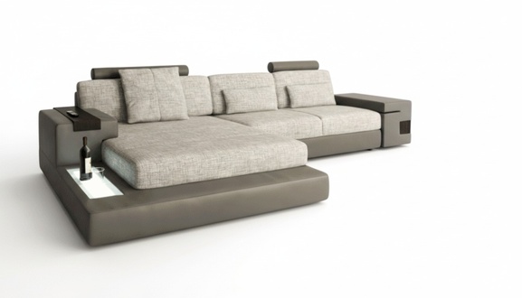 Design Sofa Couch Ecke PolstermÃ¶bel Wohnzimmer LForm Modern Elegant Textil Stoff