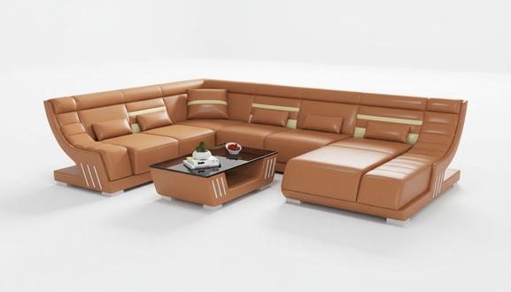 Design Sofas Wohnlandschaft Sofa U Form Ecksofa Braun Couchen MÃ¶bel