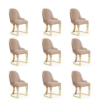 Design Stuhl Set 8x Sessel Edelstahl Textil Polster StÃ¼hle Esszimmer