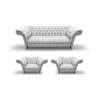 Design WeiÃ Set Sofagarnitur 3tlg Chesterfield Wohnzimmer Modern Sessel Neu
