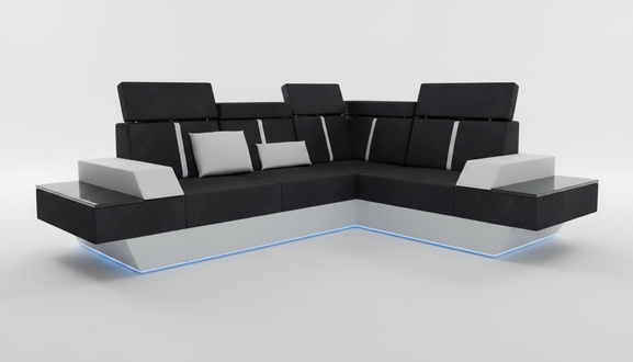 Design Wohnlandschaft Sofa Ecksofa USB Stoff Textil Leder MaÃanfertigung Ecksofa