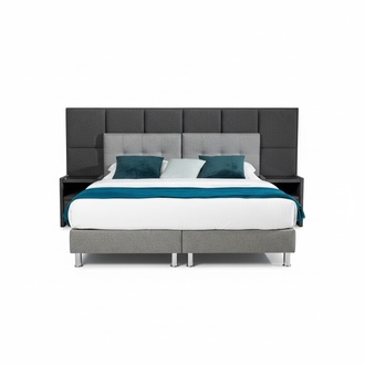 Designer Bett Schlafzimmer Betten Textil Leder Hotel Samt Grau Neu