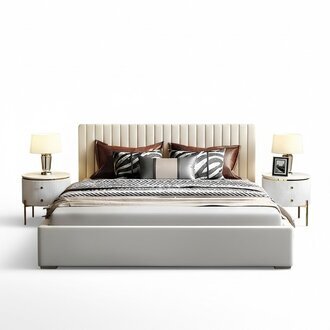 Designer Bett Schlafzimmer Doppelbett Luxus Betten Leder Hotel Polster