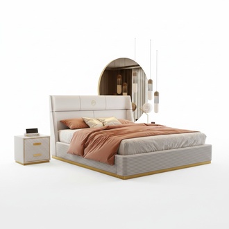 Designer Bett Schlafzimmer Doppelbett Betten Luxus Polster Hotel Neu