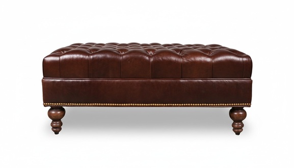 Designer Braun Hocker Leder Textil Luxuspolster Chesterfield FuÃhocker