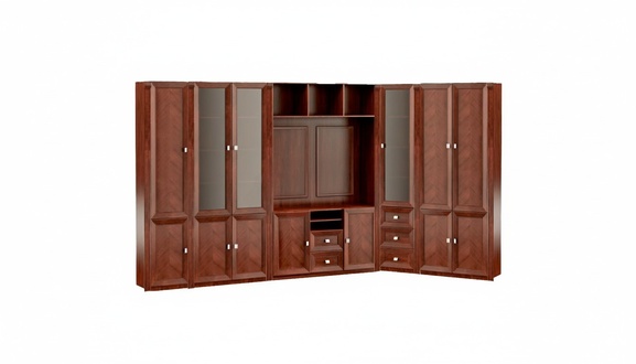 Designer BÃ¼ro Eckschrank Braune Holz MÃ¶bel L-Form Robuster Kleiderschrank