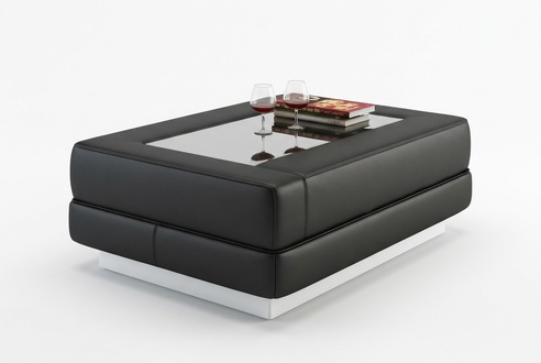Designer Couchtisch Polster Tisch Leder Glas Moderner Schwarz Tische Glastische