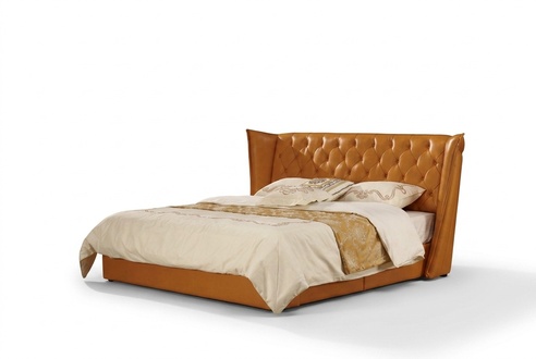 Designer Doppelbett Bett Betten Leder Chesterfield Luxus Hotel Schlafzimmer