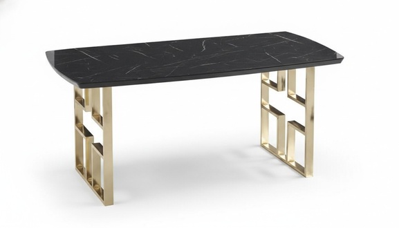 Designer Esstisch schwarze Holzplatte rechteckige Tischplatte goldene FÃ¼Ãe