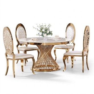 Designer Goldener Rundtisch Edelstahl Tische Stilvolle Esszimmer MÃ¶bel
