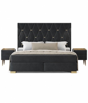 Designer Graue Schlafzimmer Garnitur Edelstahl Doppelbett Nachttische