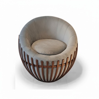 Designer Grauer Sessel Wohnzimmermöbel Polster Sitz Textil Sessel Lounge Club