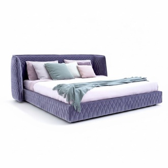 Designer Polsterbett Samt Luxus Modern Blau Doppelbett RÃ¼ckenlehne Elegant