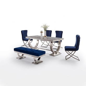 Designer Rechteckiger Esstisch Esszimmer MÃ¶bel Luxus Edelstahltische