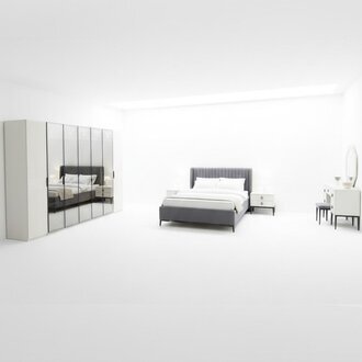 Designer Schlafzimmer Set Bett 2x Nachttische Kleiderschrank Neu und LuxuriÃ¶s