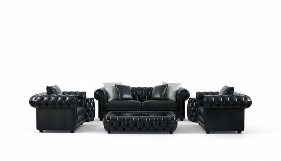 Designer Sofa Sofagarnitur 3+1+1 Sitzer Couch Polster Chesterfield Garnitur A5