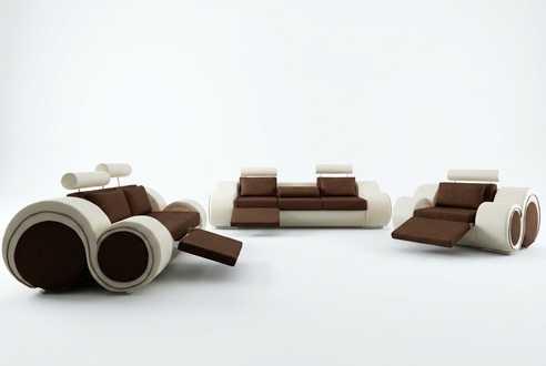 Designer Sofagarnitur 3+2+1 mit USB Polster Sofa Garnituren Braune Couch Set