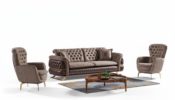 Designer Sofagarnitur 3+3+1 Sitzer Couch Sitzgarnitur Set Chesterfield
