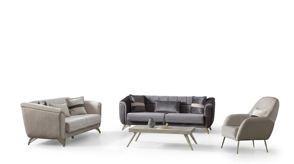 Designer Sofagarnitur 3+3+1 Sitzer Couch Polster Sitzgarnitur Samt Set