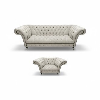Designer WeiÃe Chesterfield Stoffgarnitur Moderne SitzmÃ¶bel Luxus Set