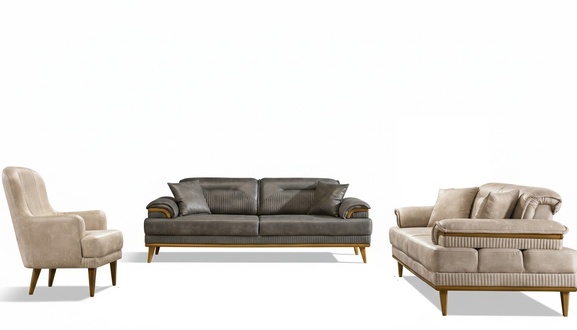 Designer Wohnzimmer Couch-Set Luxus Sofagarnitur 3+3+1 Sitzer 3tlg Set