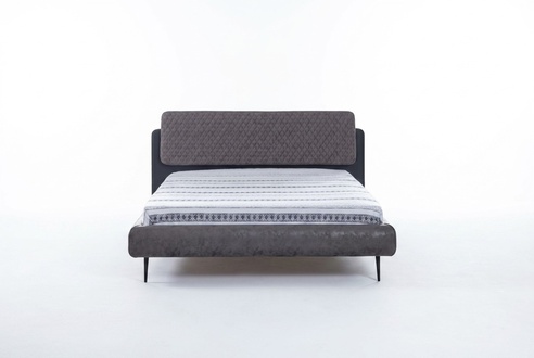 Doppelbett Bett 160 cm Bettrahmen Grau Stoff Betten Modern Schlafplatz