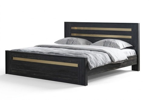 Doppelbett Bett Schlafzimmer 160сm Matratze Schwarz moderner Stil Hochwertig
