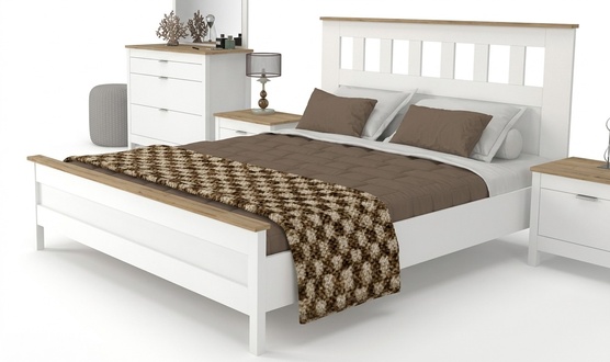 Doppelbett Bett Schlafzimmer 160сm Matratze Grau moderner Stil Holz
