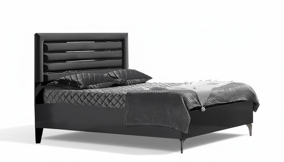 Doppelbett Bett Schlafzimmer 180сm Matratze Schwarz moderner Polsterbett Holz