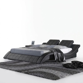 Doppelbett Designer Bett Ehebett Polsterbett Schlafzimmer Lederbett Neu