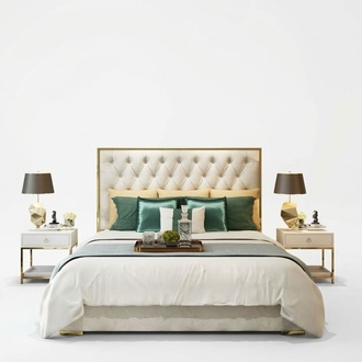 Doppelbett Schlafzimmer Luxus Hotel Ehe Bett 2x Nachttisch 3tlg. Set Betten