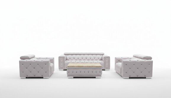 Dreisitzer Set 3+3 Sofagarnitur Design Chesterfield Couch Leder Garnituren Neu