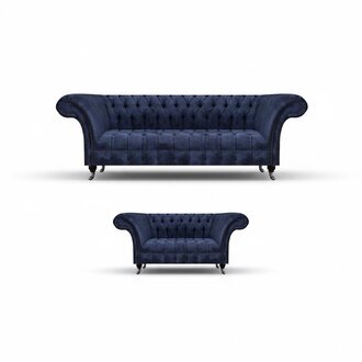 Dunkelblaue Chesterfield Textilgarnitur Designer Sofas Polster Couchen
